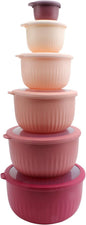 COOK WITH COLOR Prep Bowls with Lids- Wide and Deep Nesting Plastic Small Mixing Bowl Set with Lids, 12 Piece Set - Deep Bowls, Rose