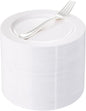 WELLIFE 100 Pieces White Plastic Dessert Plates with 100pcs Silver Disposable Forks, Premium Hard Salad Plate 7.5”, Appetizer Plastic Plates for Wedding, Party