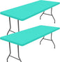 Spandex 8 Foot Rectangle Table Cloth 2 Pack, Elastic Fitted Tablecloths for Picnic, Stretch Washable Patio Table Cover for Outdoor, Camping, Banquet and Parties(Aqua Blue, 30"x96")