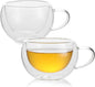 Double Wall Insulated Glass Tea Cups Set of 2, Glass Teacups Coffee Mugs by GURUDAR