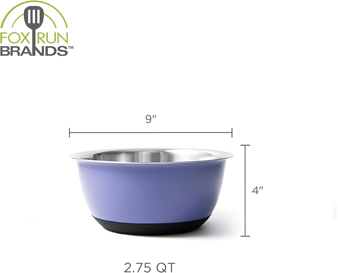 Fox Run Stainless Steel Mixing Bowl, 2.75 Quart Purple Mixing Bowl | Non-Skid - Image 7