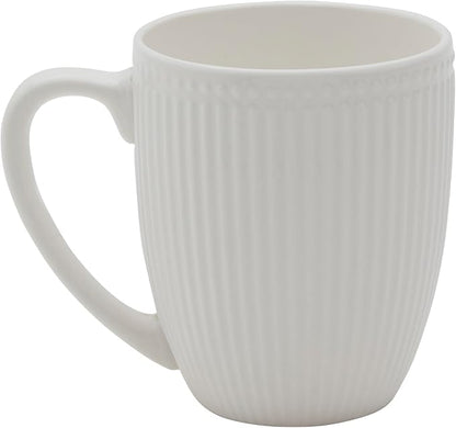 Tabletops Gallery 4 Piece Embossed White Chip Resistant Porcelain Mug Set | - Image 4