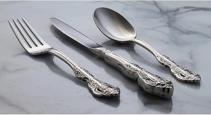 TWEE Luxury Fine Silverware Set for 12 Flatware Set 60 Pieces Relief Sculpture Openwork Design Elegant Tableware Set 18/10 Stainless Steel Cutlery Set Utensil Sets for Home Restaurant Dishwasher Safe