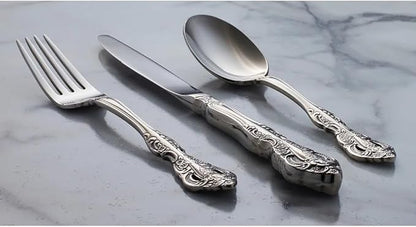 TWEE Luxury Fine Silverware Set for 12 Flatware Set 60 Pieces Relief Sculpture Openwork Design Elegant Tableware Set 18/10 Stainless Steel Cutlery Set Utensil Sets for Home Restaurant Dishwasher Safe