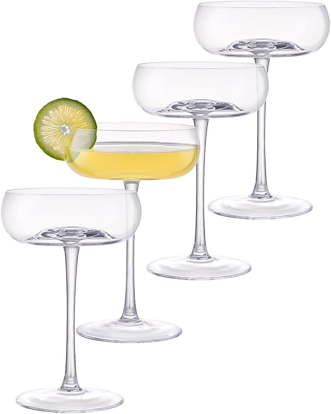 Handmade Coupe Glasses Set of 4 – 8.5oz Crystal Cocktail Glasses by iridisenti