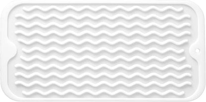 Silicone Dish Drying Mat for Multiple Usage,Easy clean,Eco-friendly,Heat-resistant Silicone Mat for Kitchen Counter or Sink,Refrigerator or Drawer Liner White S 12 inches x 6 inches