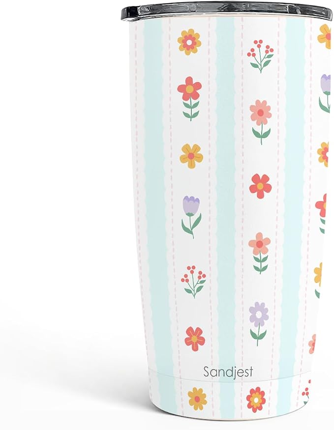 SANDJEST Floral Tumbler 20oz, Stainless Steel Travel Cup by SANDJEST