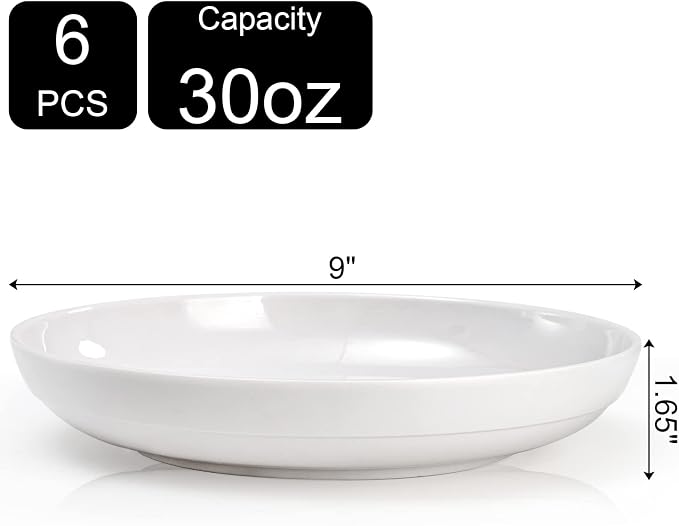 Fasmov Melamine Pasta Bowls, 6 Pack 9 inches 30 Oz Large Salad Serving Bowls - Image 2