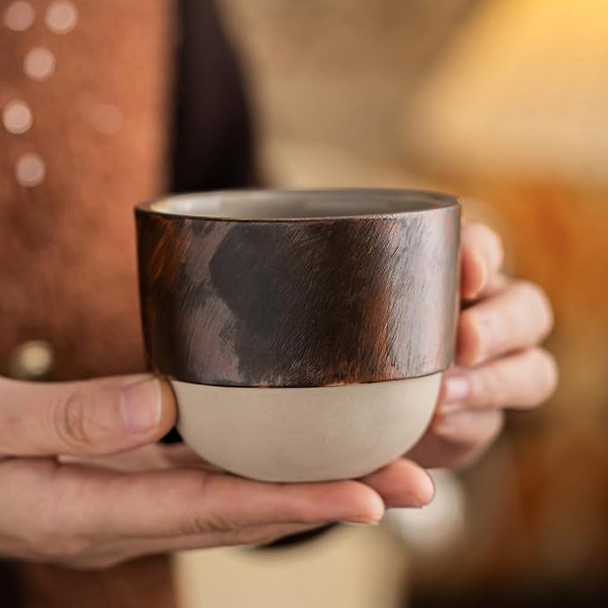 7oz Ceramic Espresso Cup, Modern Handleless Pottery Coffee Mug - Image 3