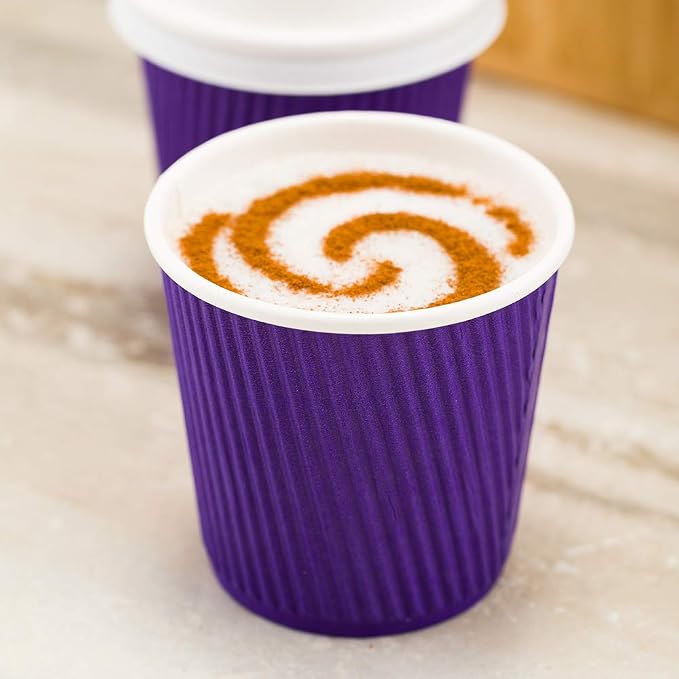 Restaurantware Ripple Wall Coffee Cups 500 Count 4 Ounce Insulated Royal Purple - Image 7