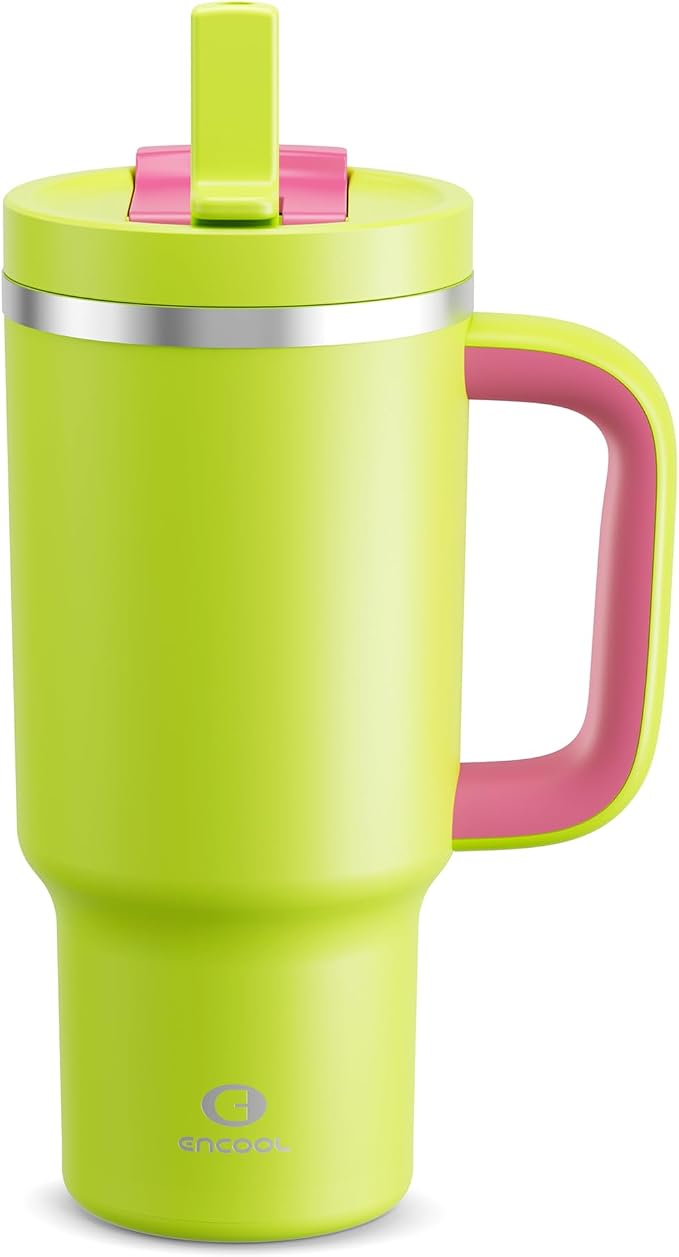 ENCOOL 32 oz Tumbler with Handle and Straw: Stainless Steel Insulated Tumbler by ENCOOL