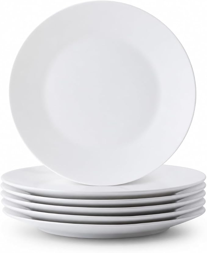 White Dessert Plates Set of 6, 7.5 Inch Ceramic Appetizer Plates, Small by YALONG