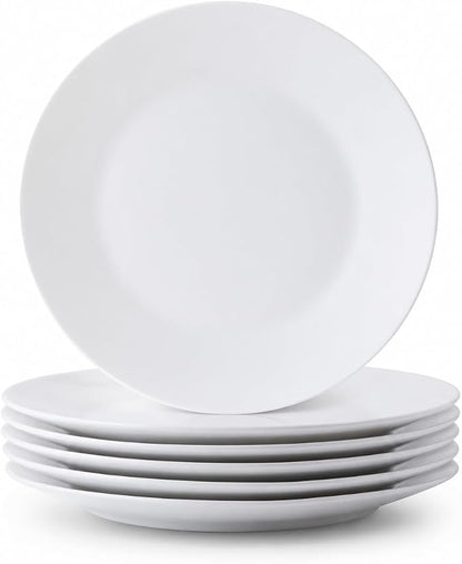 White Dessert Plates Set of 6, 7.5 Inch Ceramic Appetizer Plates, Small by YALONG