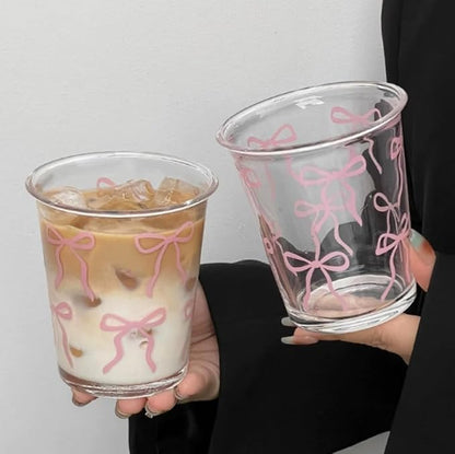 2 Pack 12 OZ Cute Bow Glass Cup French Drinking Glasses | Thick Sturdy - Image 7