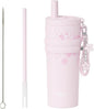18.5 oz Thermo Cup with Straw, Elegant Cherry Blossom Embossed Design, Vacuum by Unknown