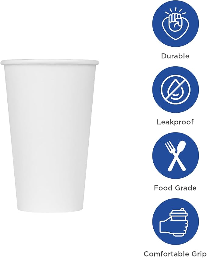 Karat 24 oz Paper Hot Coffee Cups White Disposable Cup - Image 5