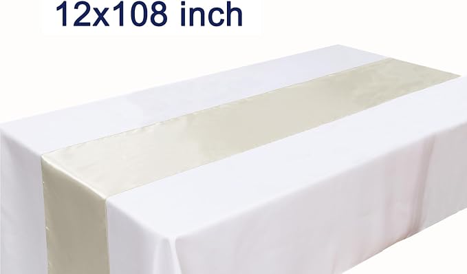 Satin Ivory Table Runner 12 x 108 Inches Pack of 10 Long Table Runner - Image 4