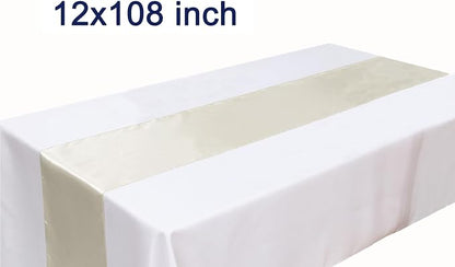 Satin Ivory Table Runner 12 x 108 Inches Pack of 10 Long Table Runner - Image 4