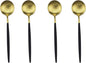 Black Gold Flatware, Royal 4 Piece Matte Black Handle 18/10 Stainless Steel by Gugrida
