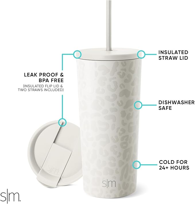 Simple Modern Iced Coffee Tumbler, Insulated | 20oz | Leopard | Reusable - Image 2