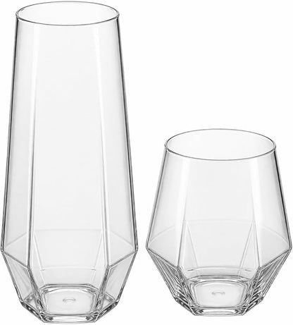 Oojami 48 Pack Diamond Plastic Champagne Flutes Stemless 9oz & 12oz Cups | by Oojami