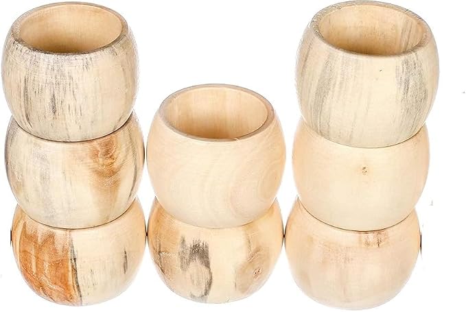 Handmade Acacia Wooden Napkin Rings Set of 12, Wood Napkin Holders by ARNCRAFT