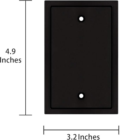Henne Bery Modern Edge Switch Plate Wall Plate Outlet Cover, Durable Solid Zinc Alloy (Single Blank 2PK, Matte Black)