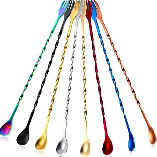 Boao 8 Pcs 10 Inch Long Bar Spoon Cocktail Spoon Stirring Mixing Stainless - Image 9