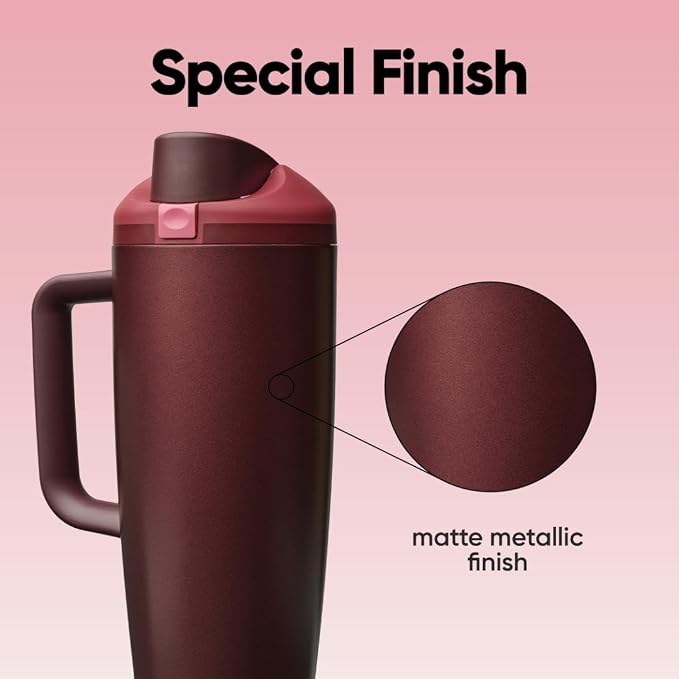 Owala FreeSip Tumbler Stainless Steel Water Bottle 40 oz Black Cherry | - Image 6