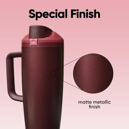 Owala FreeSip Tumbler Stainless Steel Water Bottle 40 oz Black Cherry | - Image 6