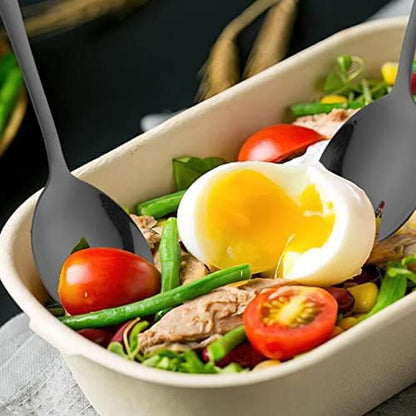 Salad Servers Salad Spoons and Fork Set Stainless Steel Serving Utensils - Image 2