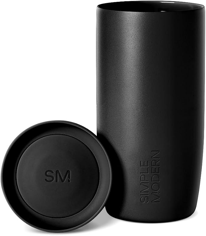 Simple Modern Insulated Travel Coffee Mug 360° Lid | 16oz | Black | Voyager by Unknown