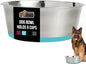 GORILLA GRIP Set of 2 Dog Bowls, Holds 8 Cups (64 fl oz), Heavy Duty Metal Food and Water Bowl for Feeding Dogs and Cats, Dishwasher Safe Rust Resistant Stainless Steel, BPA Free Rubber Base Turquoise