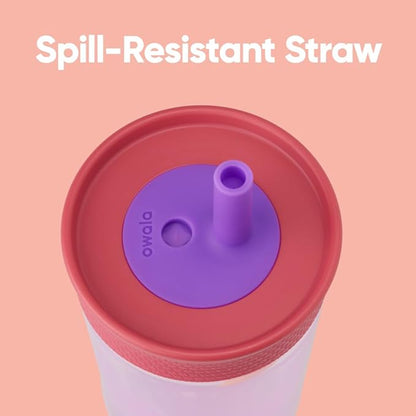 Owala Tumbler Kids Plastic Water Bottle 15 oz Lilac Rocket | Spill-Resistant - Image 2