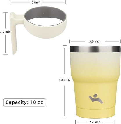 Konokyo 10 oz Tumbler with Handle and Straw, Insulated Travel Mug | Lemon; - Image 4