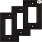 Modern Edge Decorative Wall Plate Switch Plate Outlet Cover, Durable Solid Zinc Alloy (Single Decorator 3PK, Matte Black)
