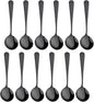 Broth Round Spoon Set, 12 Piece Reusable Stainless Steel Dinner Table Cereal by BISDARUN