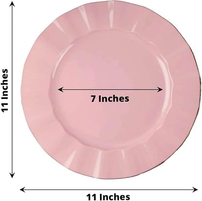 Efavormart 11" Dinner Plates – Set of 10 Plastic Dusty Rose Round Disposable - Image 3