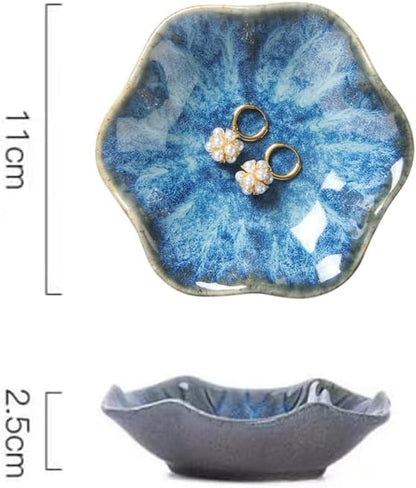 2PCS Lotus Leaf Shape Ring Holder Dish, Small Key Bowl, Ceramic Trinket Tray - Image 4