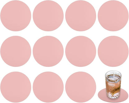 uxcell Round Faux Leather Coasters 4 Inch, Drink Coasters Suit by uxcell