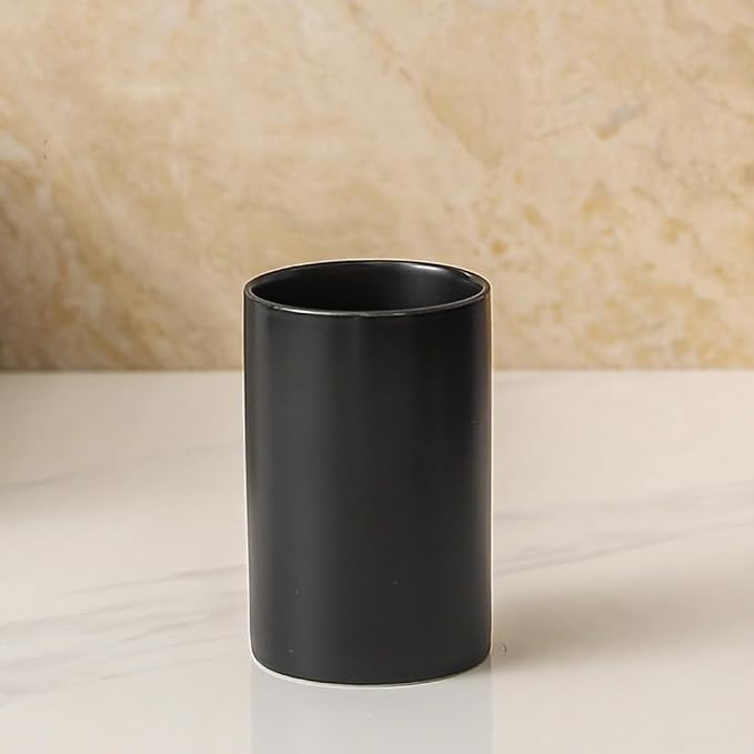 Japanese Minimalist Black and White Style Handleless Straight Ceramic Mug - Image 3