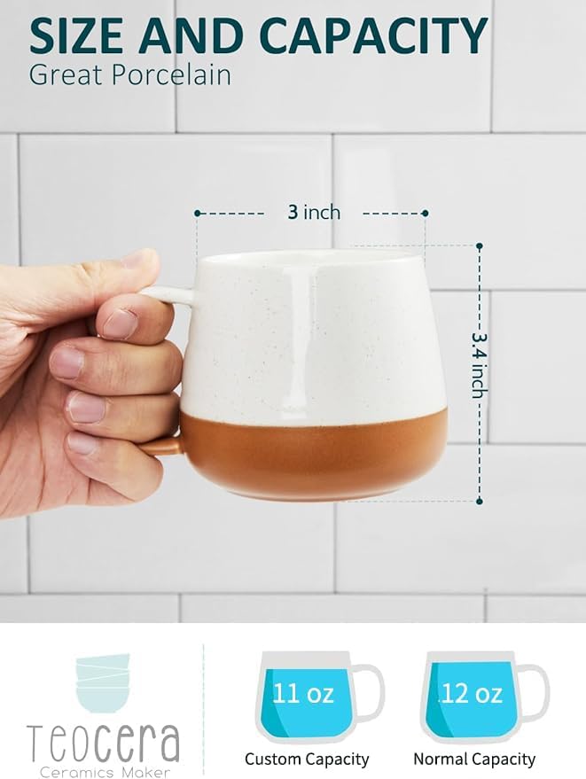 Teocera Ceramic Coffee Mug Set of 4-12 oz Coffee Mugs - Image 2