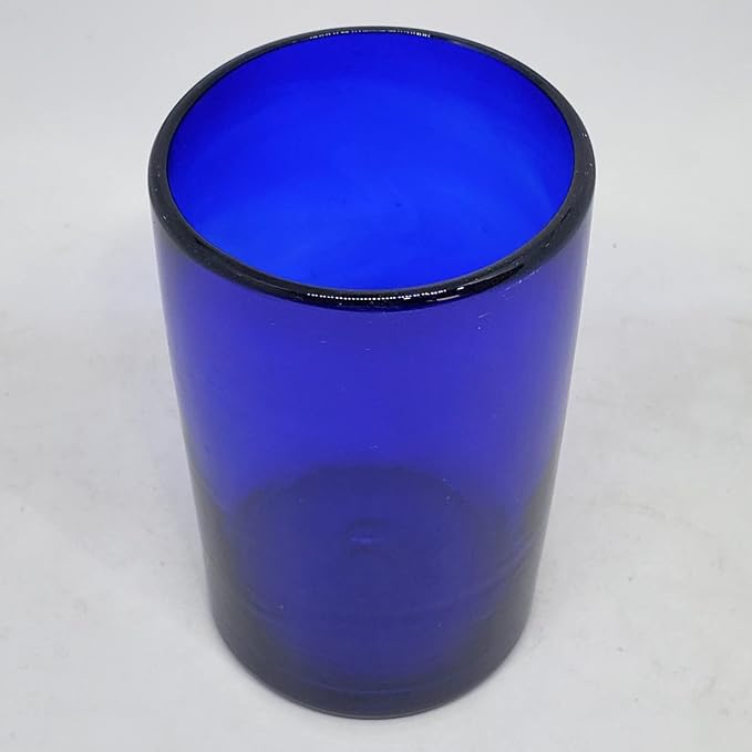 Solid Cobalt Blue 14 oz Drinking Glasses, Recycled Glass, Toxin-Free - Image 4