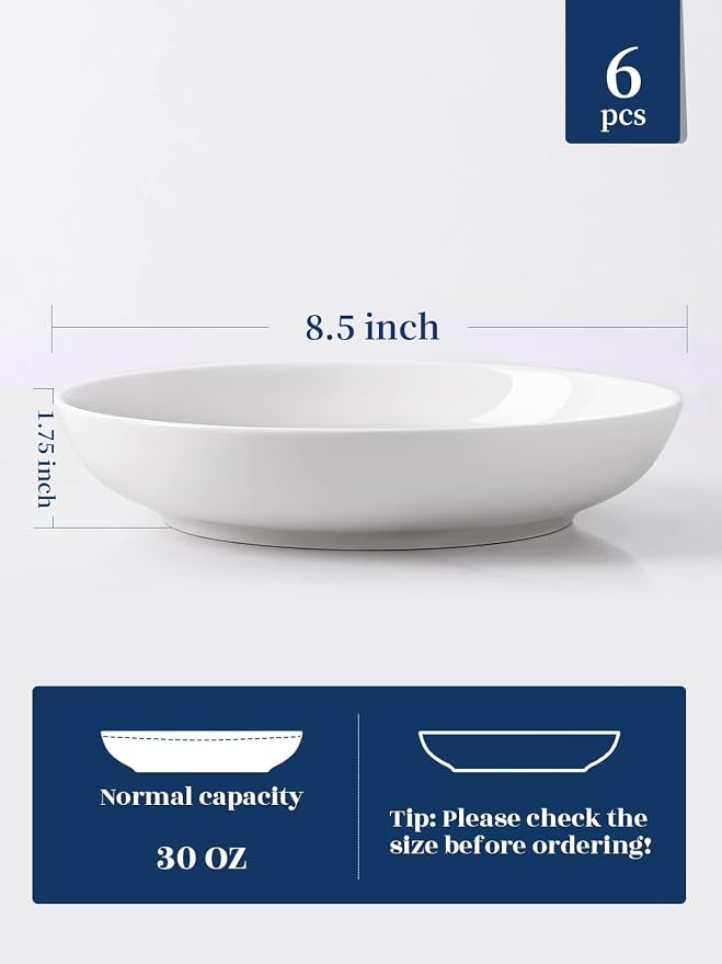 Y YHY Pasta Bowls, 30oz Salad Bowls White Soup Bowls Large Pasta Serving Bowl - Image 2
