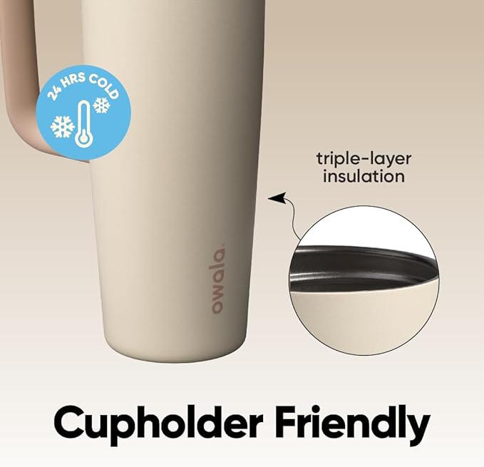 Owala FreeSip Tumbler Stainless Steel Water Bottle 30 oz Lightly Toasted | - Image 5
