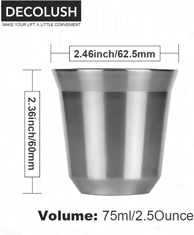 75mL Stainless Steel Espresso Cups - Image 4