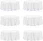 PureFit 6 Pack Round White Table Cloths 120 Inch for Round Tables, Stain and Wrinkle Resistant Table Linens for Home Use, Wedding, Party, Banquet and Camping