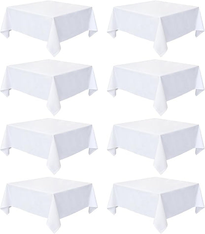 8 Pack White Square Tablecloth 54x54 Washable Polyester Table Cloth for Square or Round Tables, Wrinkle Resistant Fabric Decorative Covers for Dining Party Banquet Buffet and Wedding