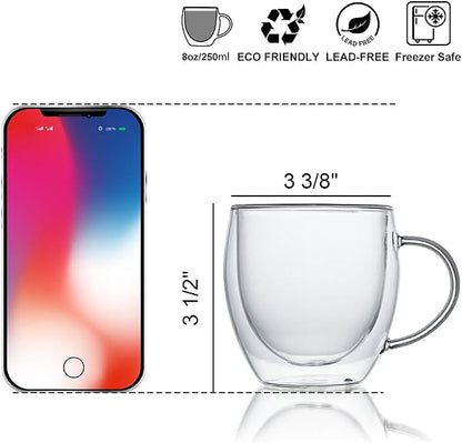 KitchenTour Insulated Coffee Mug 8 oz- Double Wall Glass Coffee Cup - Image 2