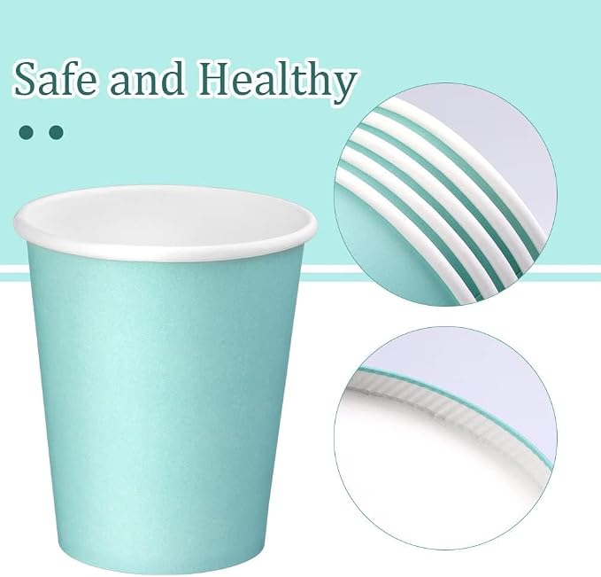 75 Pack 8 oz Disposable Paper Cups, Paper Coffee Cups- Blue | Hot Coffee Cups - Image 3